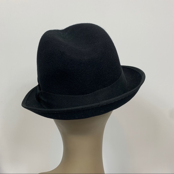 J Crew Black Wool Fedora Hat Grosgrain Ribbon S/M - Picture 3 of 8